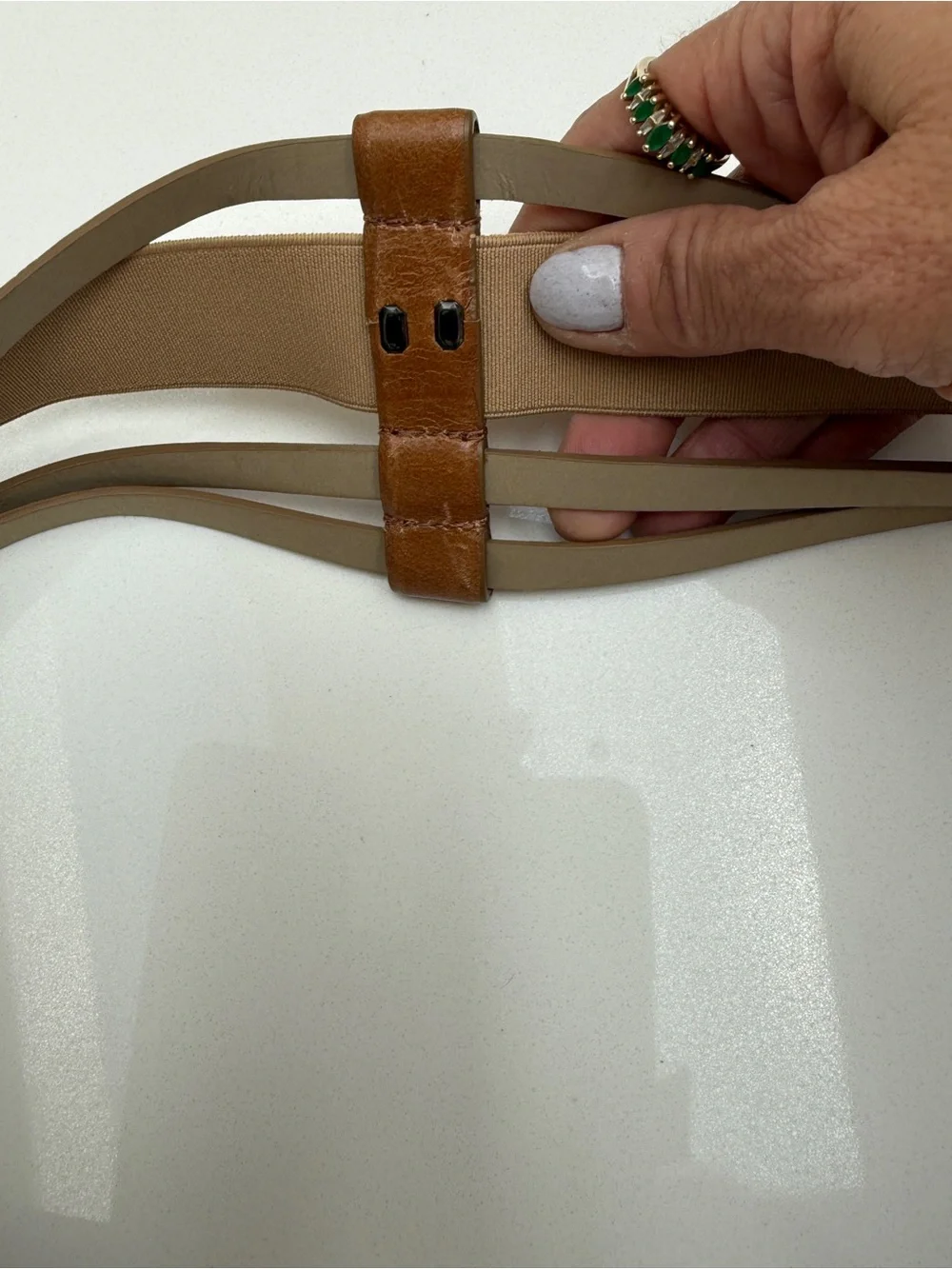 SPORTMAX Max Mara Cognac Leather Multi-Strap Quad Buckle Waist Belt M NWOT